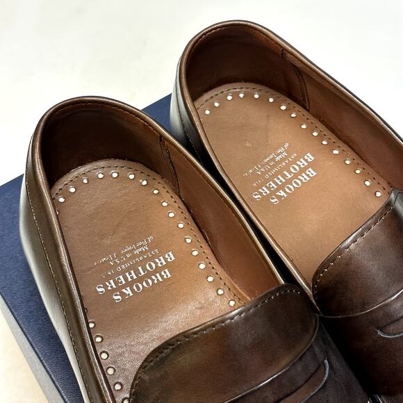 NIB Allen Edmonds x Brooks Brothers Presidio Penny Loafers Brown USA 10.5 D main image 9
